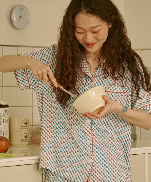 [BWTZ] 블록 여자 반소매 세트